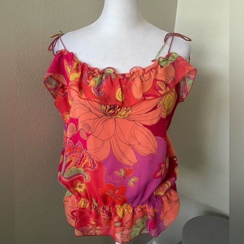 Bob Mackie Silk floral Blouse